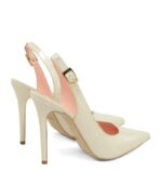 LARISSA - Szpilki ecru z odkrytą piętą - obrazek 3