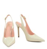 LARISSA - Szpilki ecru z odkrytą piętą - obrazek 5