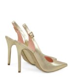 LARISSA - Szpilki złote z odkrytą piętą - obrazek 3