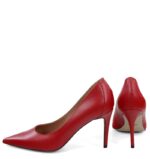 LILY- Czerwone licowe szpiki z ozdobną piętą - obrazek 6
