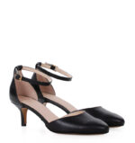 LINDA - Czarne szpilki z paskiem, niski obcas, skóra licowa - obrazek 3