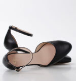 LINDA - Czarne szpilki z paskiem, niski obcas, skóra licowa - obrazek 7