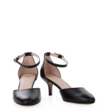 LINDA - Czarne szpilki z paskiem, niski obcas, skóra licowa - obrazek 4