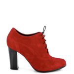 LIZZY - Jasno czerwone botki do kostki na słupku