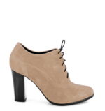 LIZZY - Beżowe botki do kostki na słupku