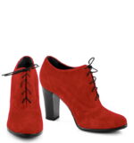 LIZZY - Jasno czerwone botki do kostki na słupku - obrazek 3