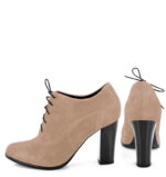 LIZZY - Beżowe botki do kostki na słupku - obrazek 4