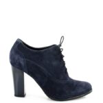 LIZZY - Granatowe botki do kostki na słupku