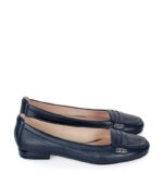 LORA - Granatowe baleriny licowa skóra