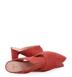 MAGGIE - Czerwone klapki na słupku zamszowe - obrazek 4