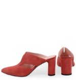 MAGGIE - Czerwone klapki na słupku zamszowe - obrazek 6