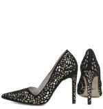 MANON - Czarno złote szpilki zamszowa skóra, ażurowe - obrazek 6