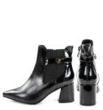 MARTHA - Czarne botki za kostkę na słupku - obrazek 4