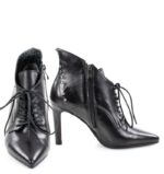MARY - Czarne botki krótkie na szpilce - obrazek 3