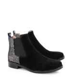 MATILDA- czarne botki wsuwane na płaskim obcasie (czarno srebrna krata) - obrazek 2