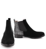 MATILDA- czarne botki wsuwane na płaskim obcasie (czarno srebrna krata) - obrazek 3