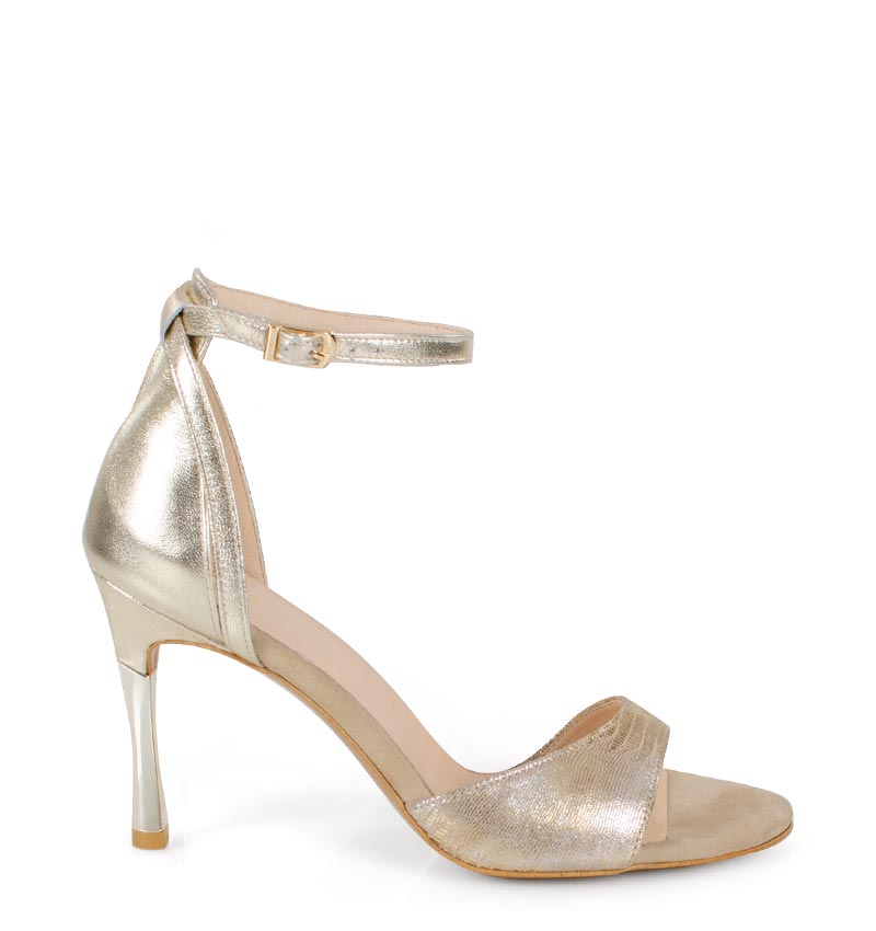 mega-jaszczirka01a.jpg MEGAN - Złoto-beżowe sandałki na szpilce (motyw jaszczurki) licowa skóra - obrazek 1