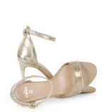 MEGAN - Złoto-beżowe sandałki na szpilce (motyw jaszczurki) licowa skóra - obrazek 5