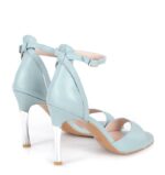 MEGAN - Błękitne sandały srebrna szpilka licowa skóra - obrazek 5