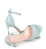 MEGAN - Błękitne sandały srebrna szpilka licowa skóra - obrazek 2