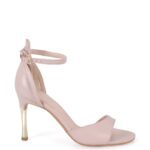 MEGAN - Różowe sandałki na szpilce licowa skóra