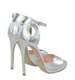 MIA - Srebrne sandały na platformie szpilki z licowej skóry - obrazek 3