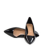 MICHELLE - Czarne niskie szpilki z lakierowanej skóry - obrazek 5