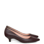 MICHELLE - Ciemno bordowe szpilka na kaczuszce z licowej skóry