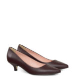 MICHELLE - Ciemno bordowe szpilka na kaczuszce z licowej skóry - obrazek 5