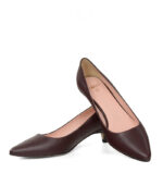 MICHELLE - Ciemno bordowe szpilka na kaczuszce z licowej skóry - obrazek 3