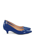 MICHELLE - Niebieskie szpilka na kaczuszce z lakierowanej skóry