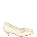 MICHELLE - Ecru szpilka na kaczuszce z lakierowanej skóry