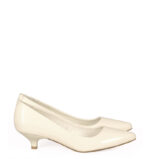 MICHELLE - Ecru szpilka na kaczuszce z lakierowanej skóry