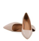 MICHELLE - Beżowe pudrowy róż na niskim obcasie z licowej skóry - obrazek 6