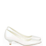 MICHELLE - Białe szpilka na niskim obcasie z perłowej skóry
