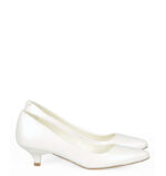 MICHELLE - Białe szpilka na niskim obcasie z perłowej skóry