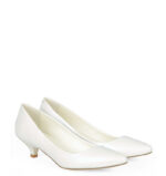 MICHELLE - Białe szpilka na niskim obcasie z perłowej skóry - obrazek 2