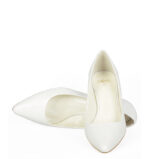 MICHELLE - Białe szpilka na niskim obcasie z perłowej skóry - obrazek 5