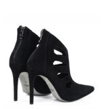 MIYU - Czarne botki szpilki, welurowe, ozdobne wycięcia - obrazek 3