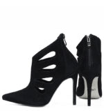 MIYU - Czarne botki szpilki, welurowe, ozdobne wycięcia - obrazek 6