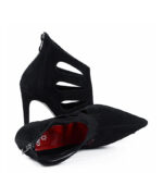 MIYU - Czarne botki szpilki, welurowe, ozdobne wycięcia - obrazek 4