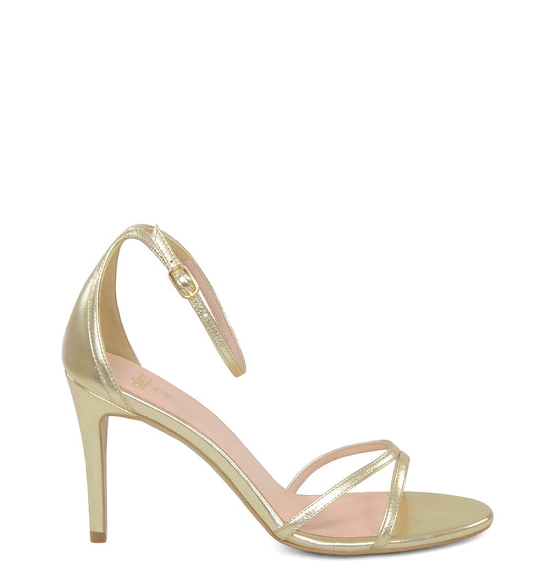 nare-gold1.jpg NARE - Złote sandały na szpilce z licowej skóry zakryta pięta - obrazek 1