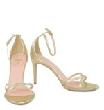 NARE - Złote sandały na szpilce z licowej skóry zakryta pięta - obrazek 6