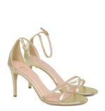NARE - Złote sandały na szpilce z licowej skóry zakryta pięta - obrazek 2