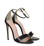 NATALIE - Czarne sandały na wysokiej szpilce z licowej skóry - obrazek 3