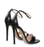 NATALIE - Czarne sandały na wysokiej szpilce z licowej skóry - obrazek 4