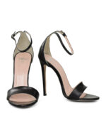 NATALIE - Czarne sandały na wysokiej szpilce z licowej skóry - obrazek 5