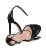 NATALIE - Czarne sandały na wysokiej szpilce z licowej skóry - obrazek 6