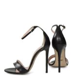 NATALIE - Czarne sandały na wysokiej szpilce z licowej skóry - obrazek 2