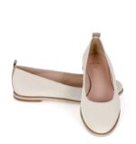 NIKA - Beżowe baleriny z lamówką na podeszwie - obrazek 5